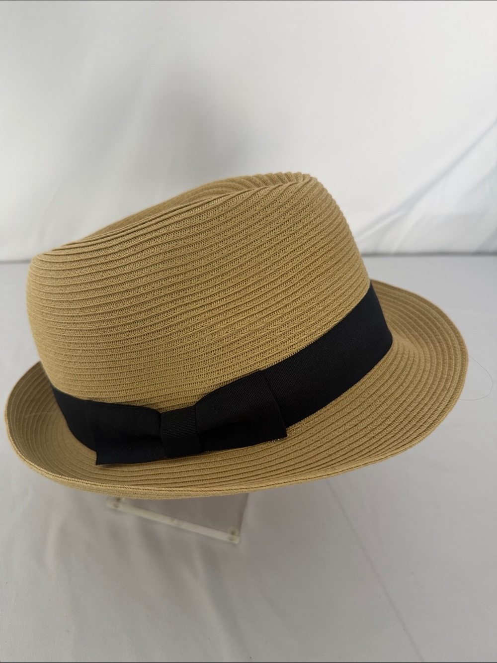 NWOT - San  Diego Hat Company Tan Straw Fedora with Black Ribbon